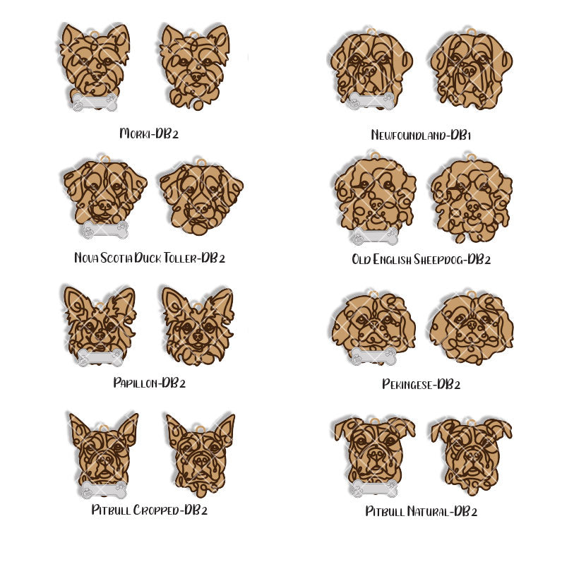 Line Art Dog Magnet - 108 breeds with optional name bone