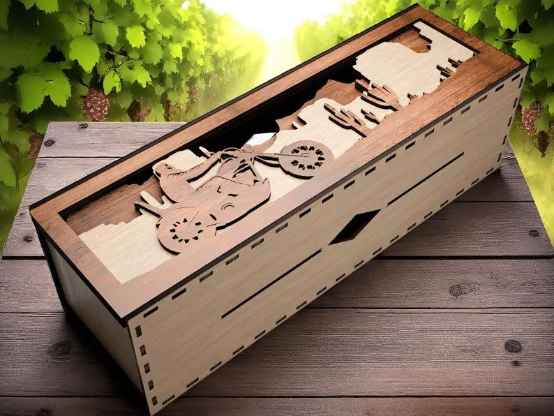 Elegant Laser-Cut Wooden Wine Gift Boxes