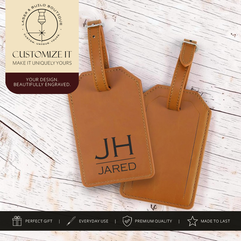 Personalized Luggage Tag | Engraved Vegan Leather Tag