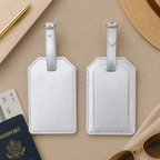 personalized luggage tag set in neutral vegan leather colors