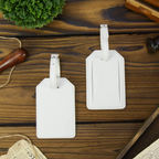 personalized luggage tag set in neutral vegan leather colors