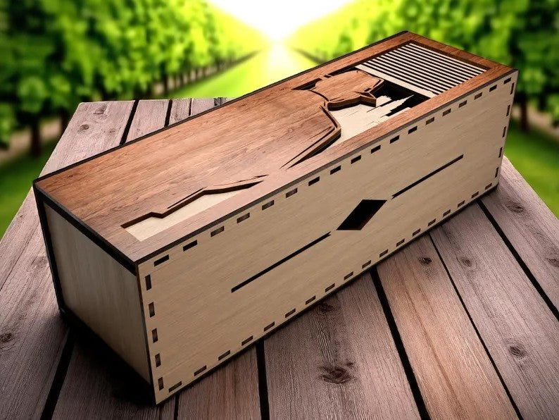Elegant Laser-Cut Wooden Wine Gift Boxes