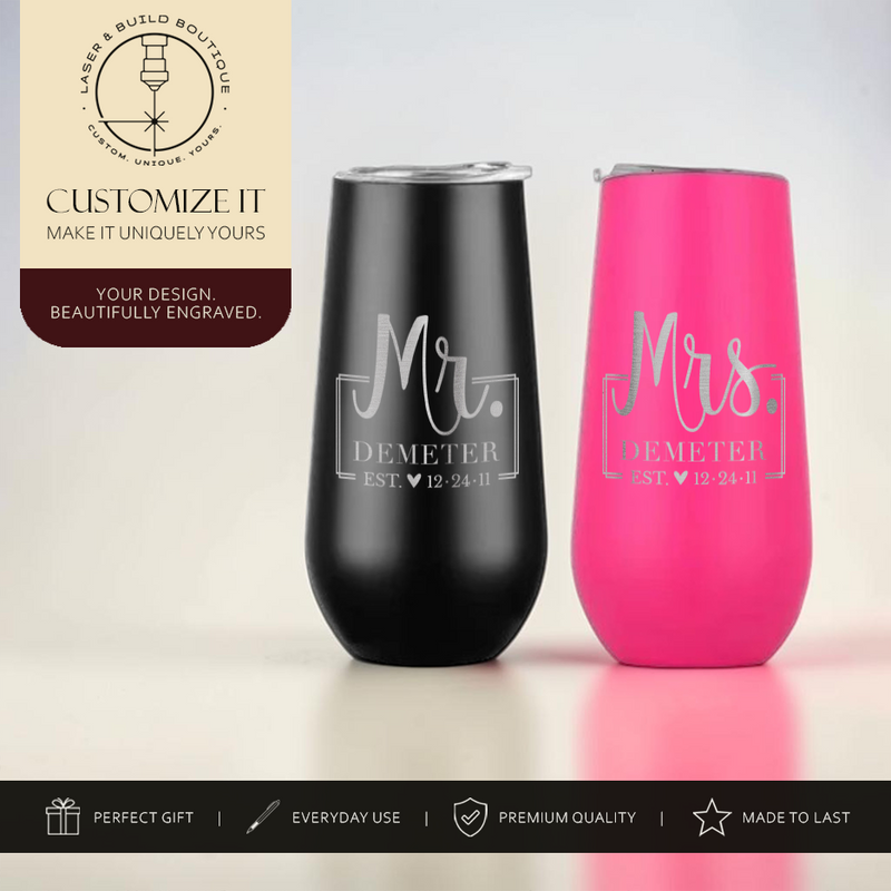Engraved Champagne Flutes | Insulated Set of Two