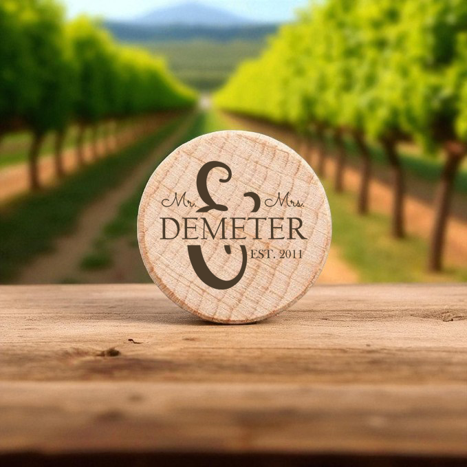 Personalized Wooden Wine Bottle Stoppers – Natural, Black, or Pink