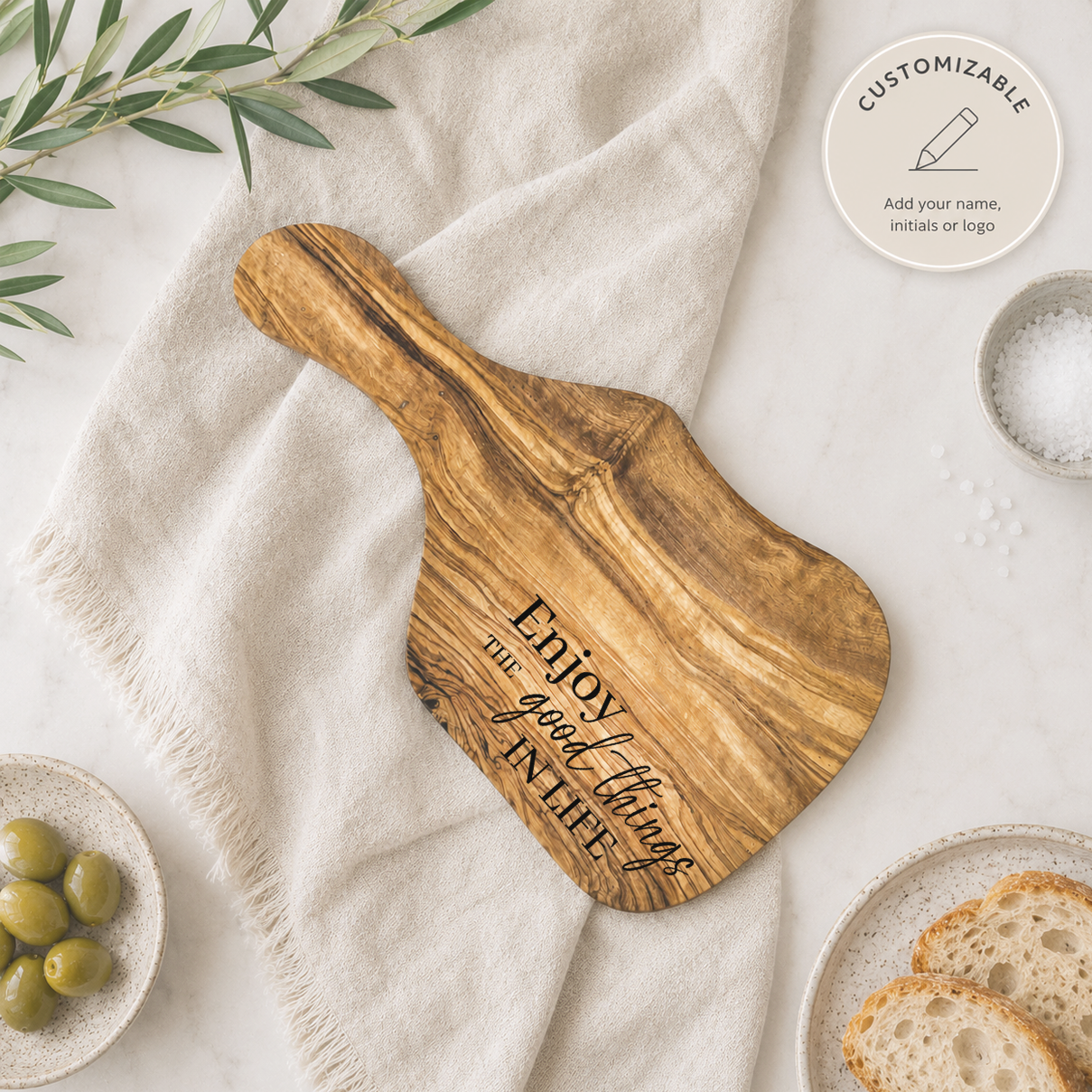 Personalized Olive Wood Charcuterie Board