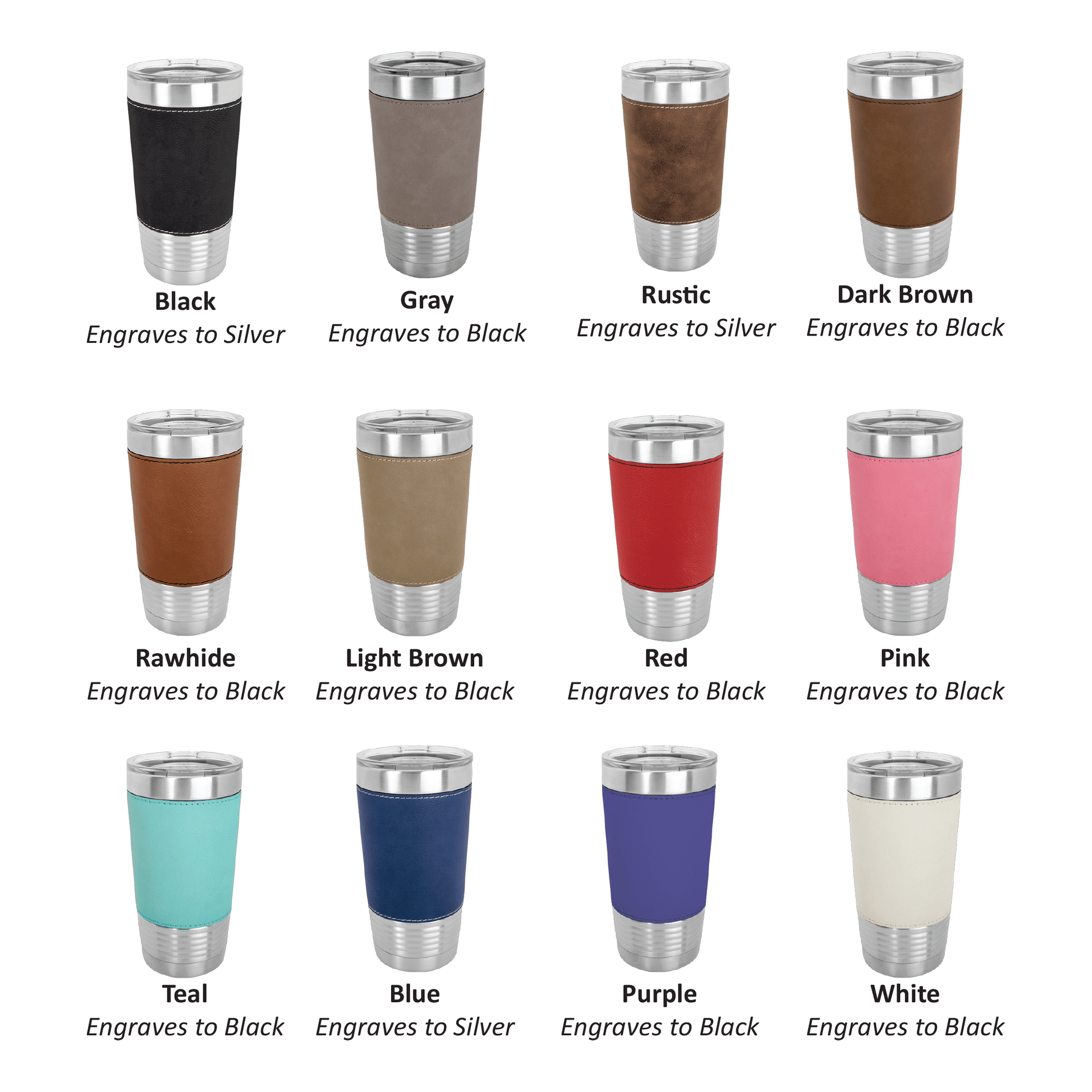 Custom Engraved 20oz Leatherette Tumbler - Polar Camel Brand