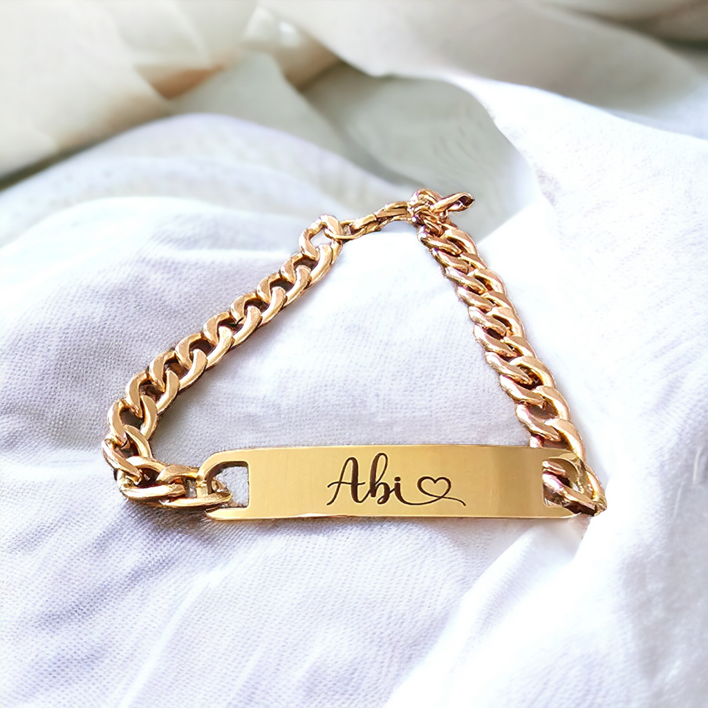 Custom Engraved Curved Bar Bracelet