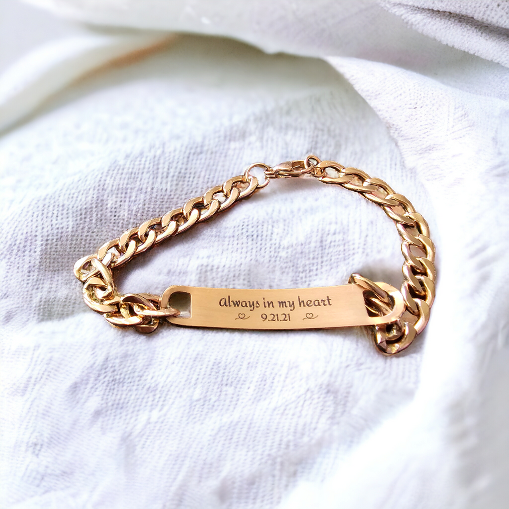 Custom Engraved Curved Bar Bracelet