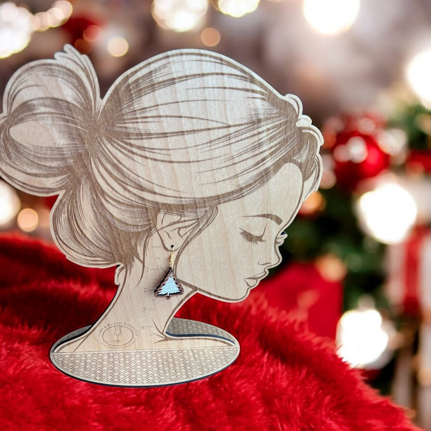 Christmas Tree Earrings with Festive Snack Cake Pattern