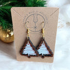 Christmas Tree Earrings with Festive Snack Cake Pattern