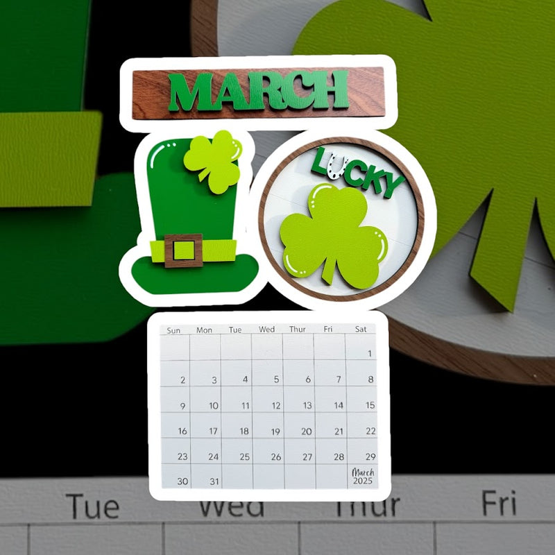 Rustic Barn Style Interchangeable Monthly Calendar Holder with Seasonal Design Sets and Dry Erase Calendars