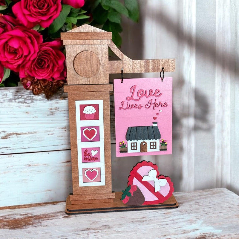 Valentines "Love Lives Here" Interchangeable Sign Set for Wooden Post