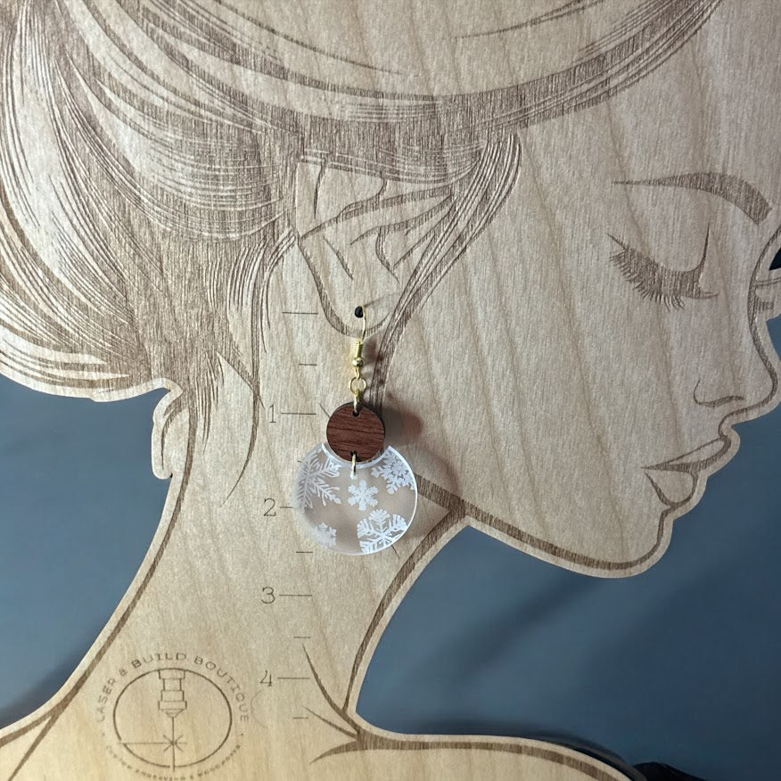 Winter Theme Acrylic and Wood Earrings
