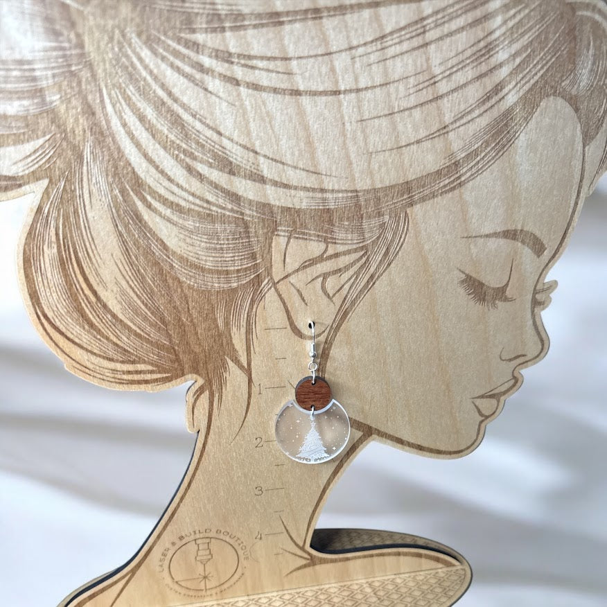 Winter Theme Acrylic and Wood Earrings
