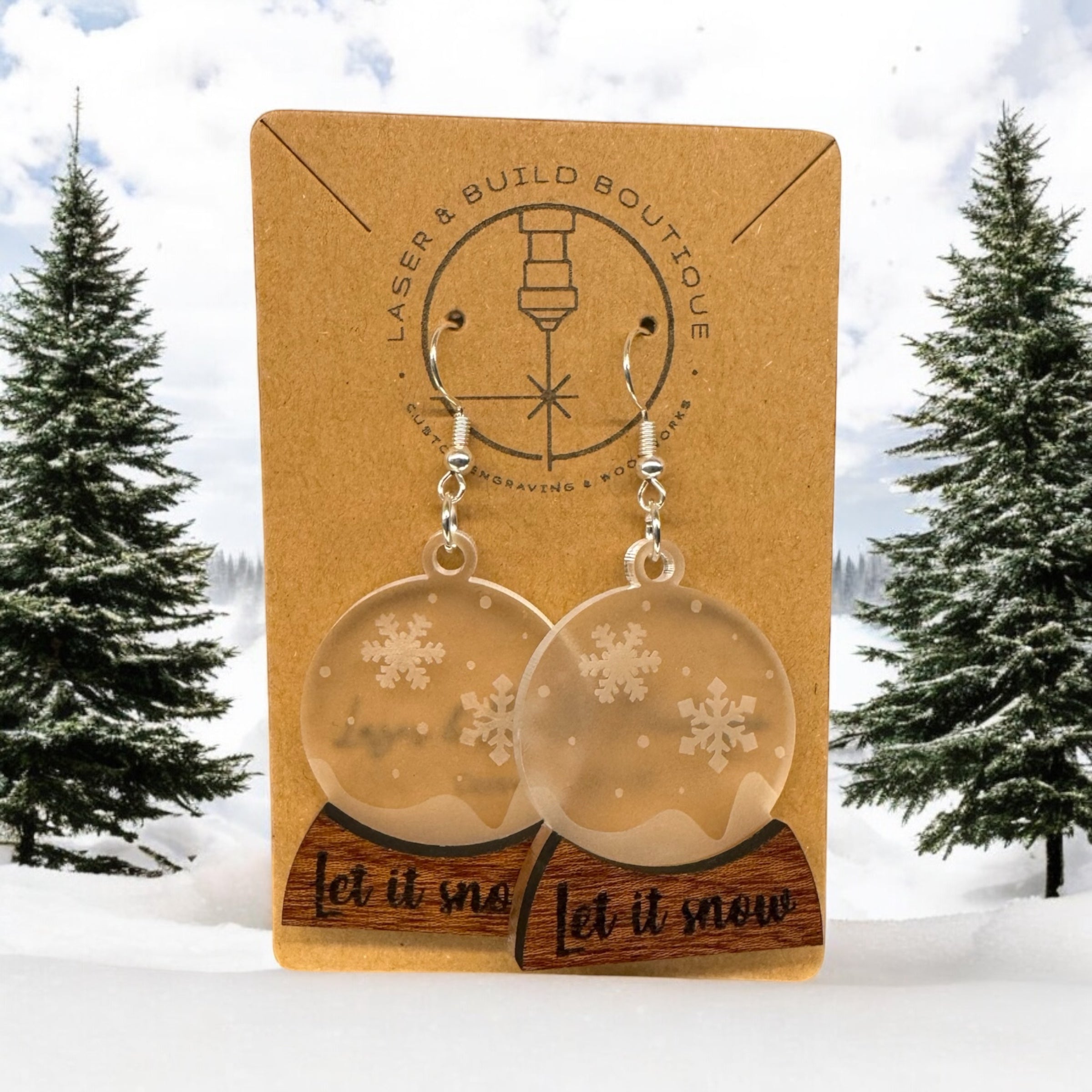 Snowglobe Earrings with Winter Theme