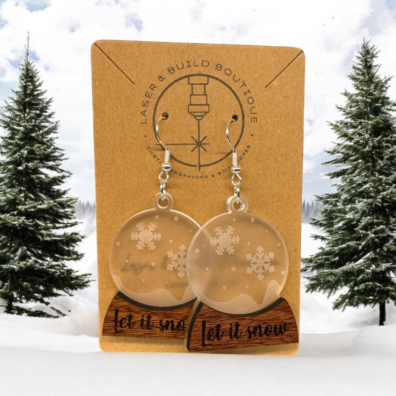 Snowglobe Earrings with Winter Theme