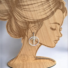 Acrylic Hoop Earrings with Draped Bow Charm