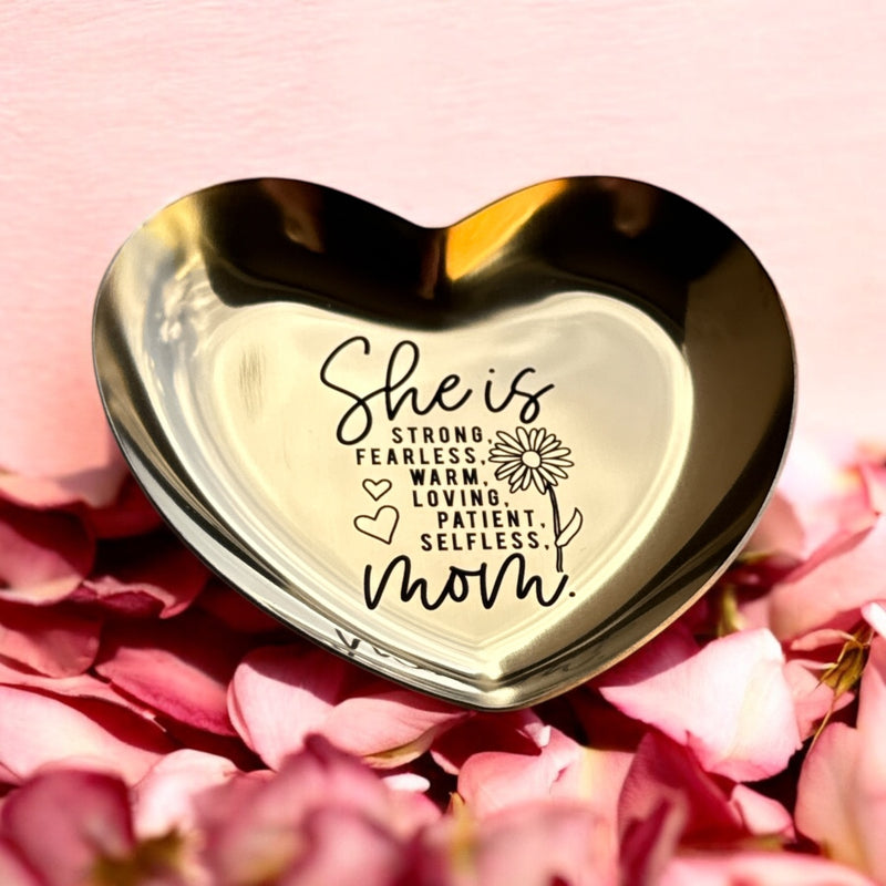 Engraved Stainless Steel Heart Trinket Dish