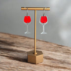Red Wine Glass Acrylic Earrings
