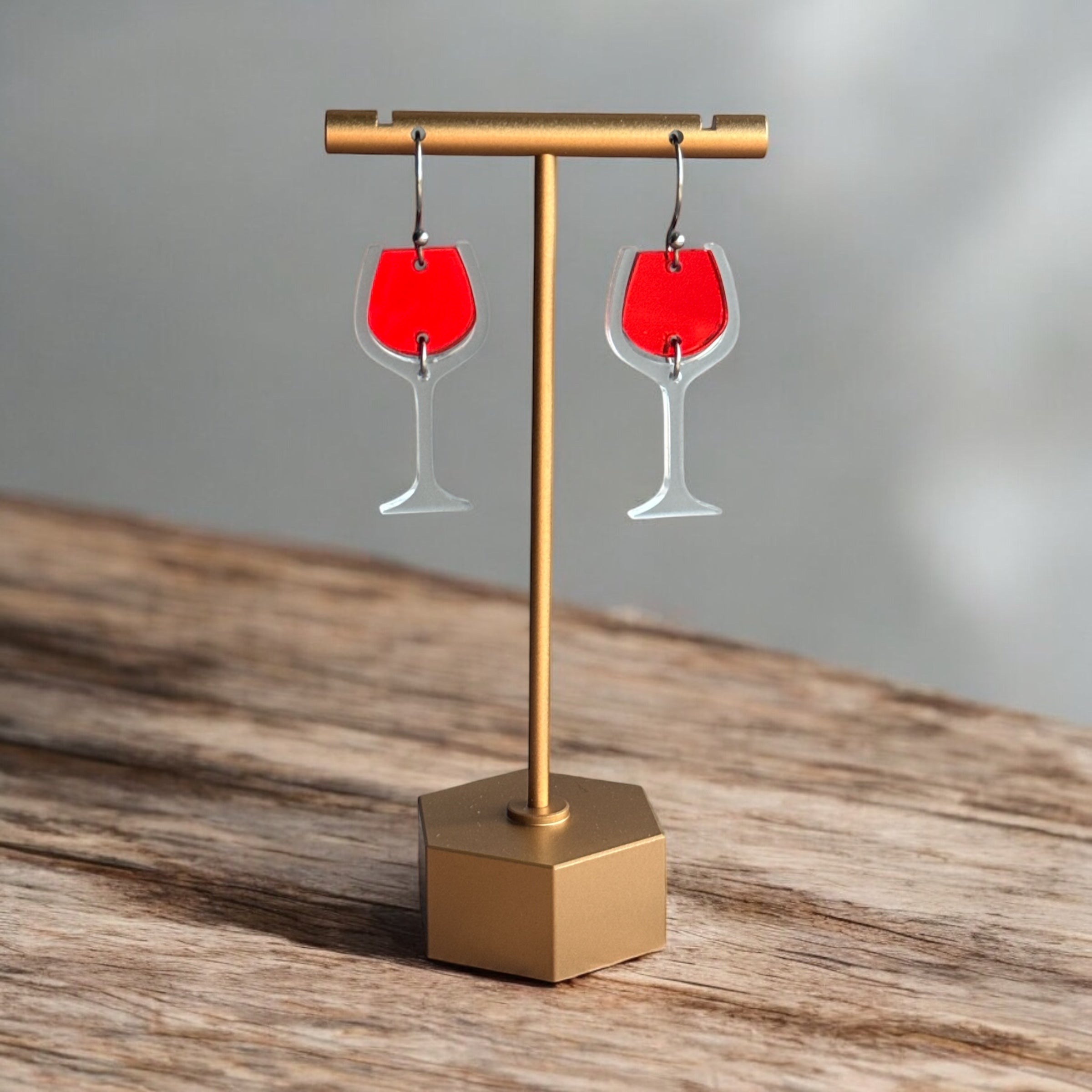 Red Wine Glass Acrylic Earrings