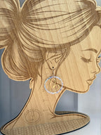 Floral Acrylic Hoop Earrings with Gold Heart Accent