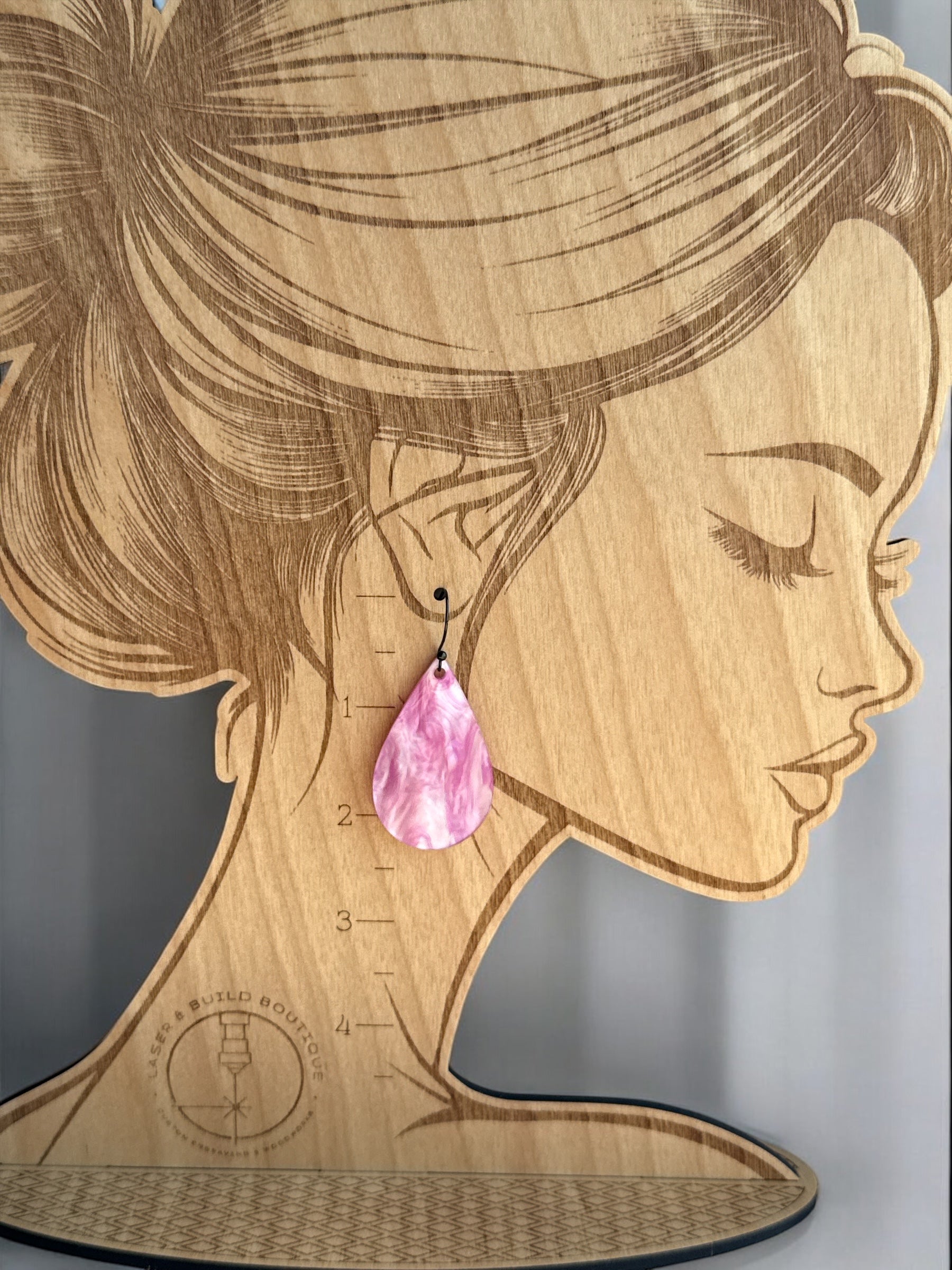 Pearl Acrylic Teardrop Earrings with Resin Coating