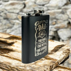 Engraved Flask – ““Dad: The Man. The Myth. The Legend.” | Matte Black Stainless Steel