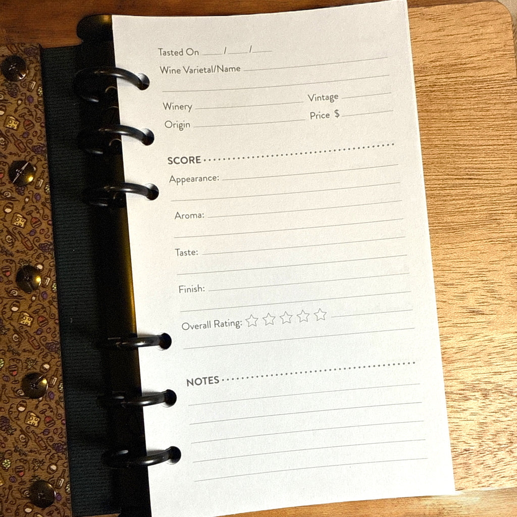 Wood Wine Tasting Notes Journal – A6 Size, Refillable with Premium Leatherette® Spine