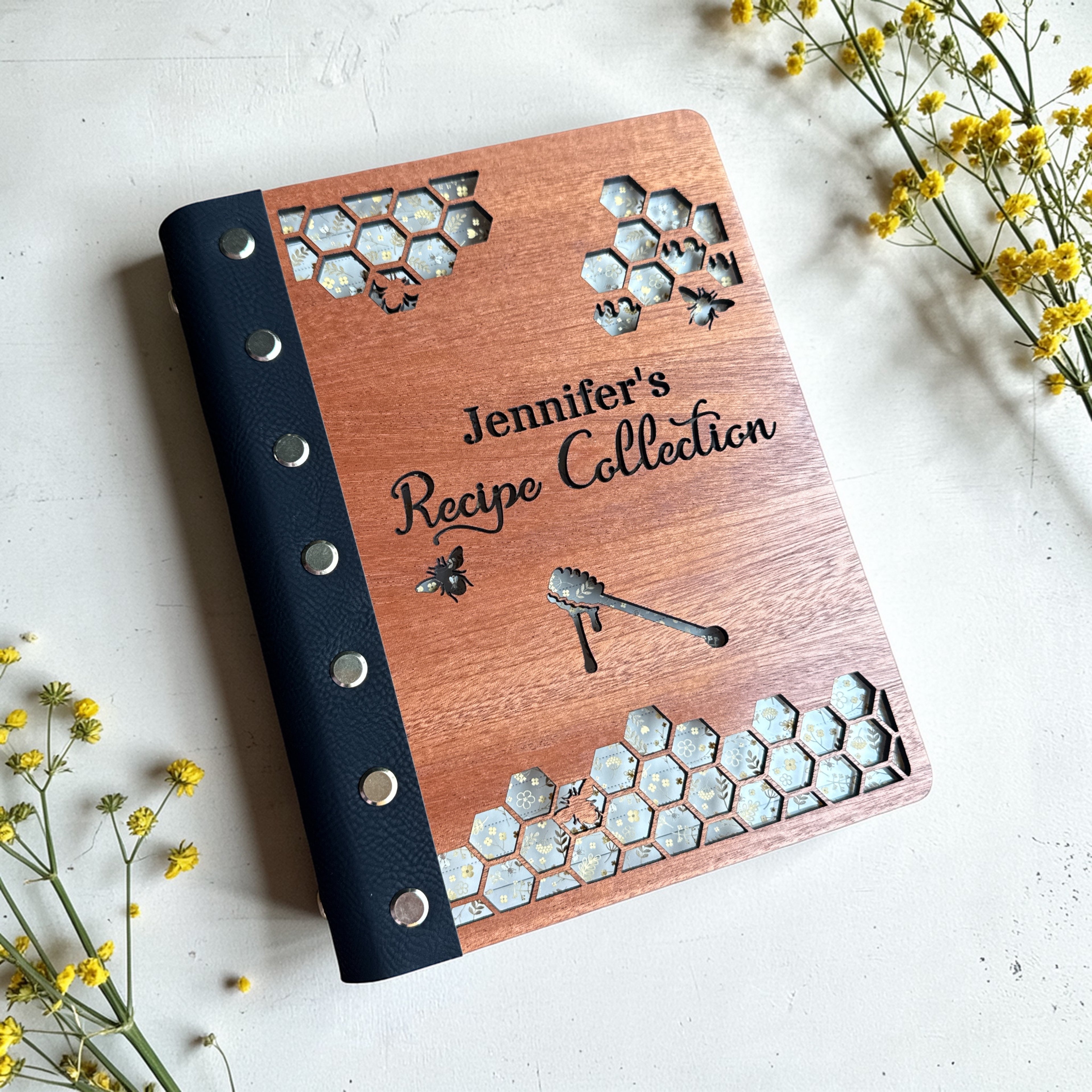 Personalized Wooden Recipe Binder | A5 Family Heirloom Recipe Book