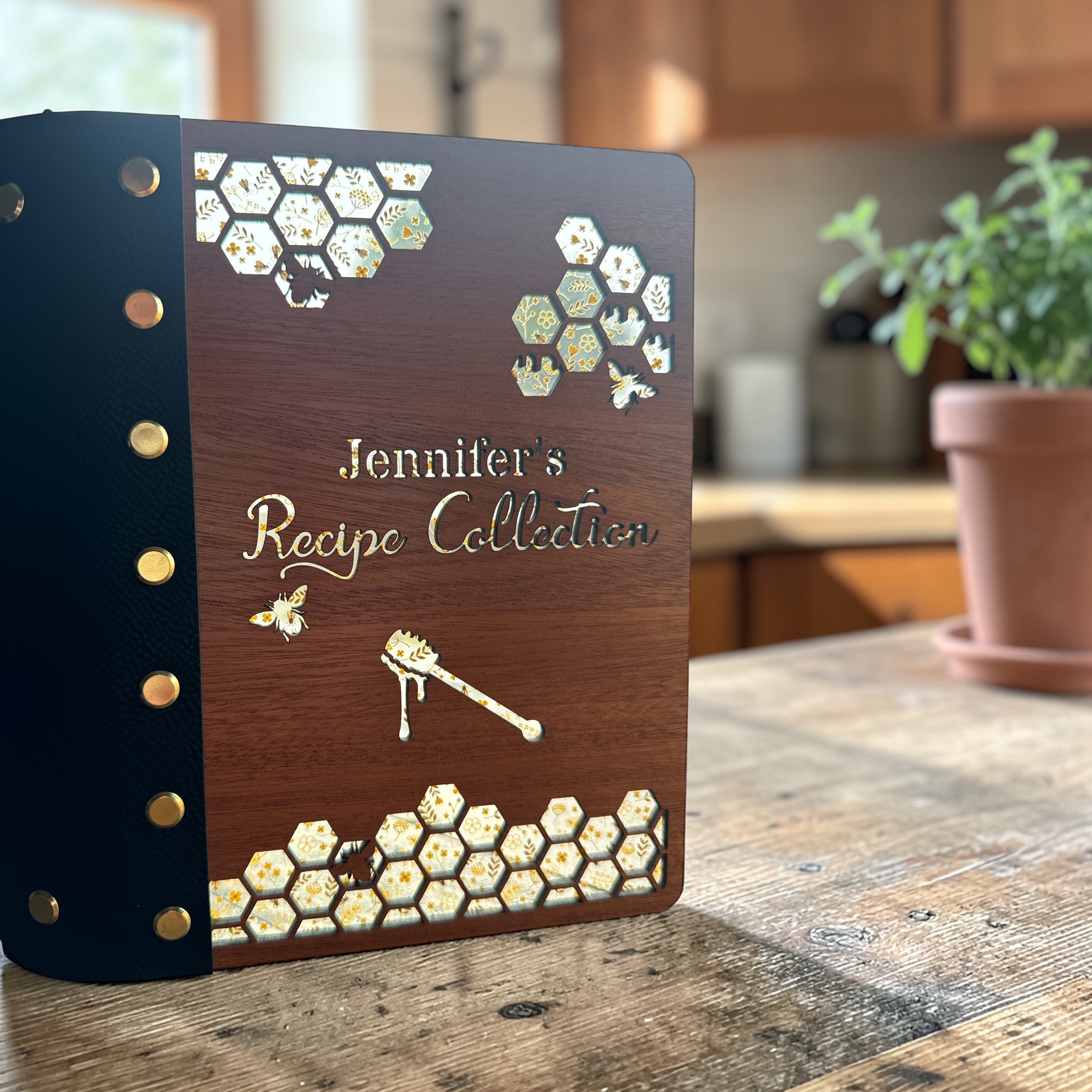 Personalized Wooden Recipe Binder | A5 Family Heirloom Recipe Book