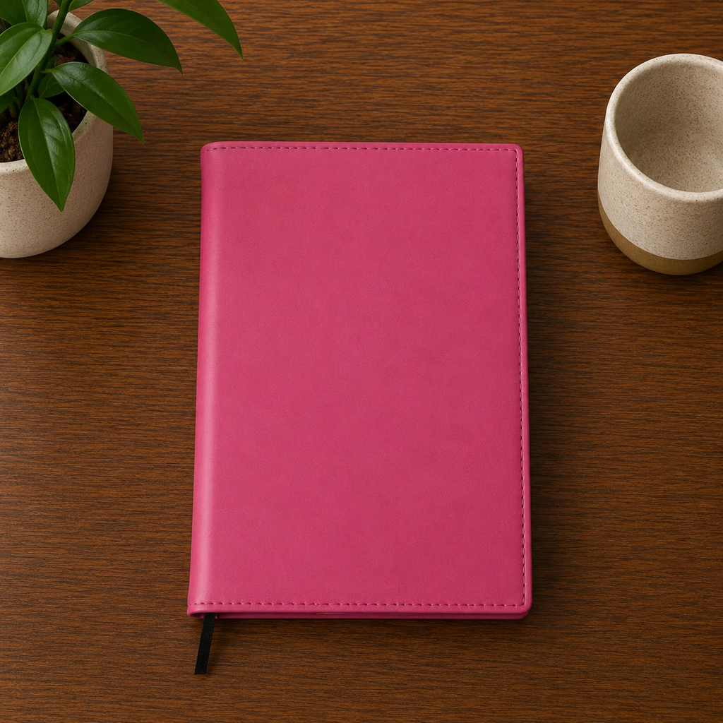 custom notebook with pink Laserette cover
