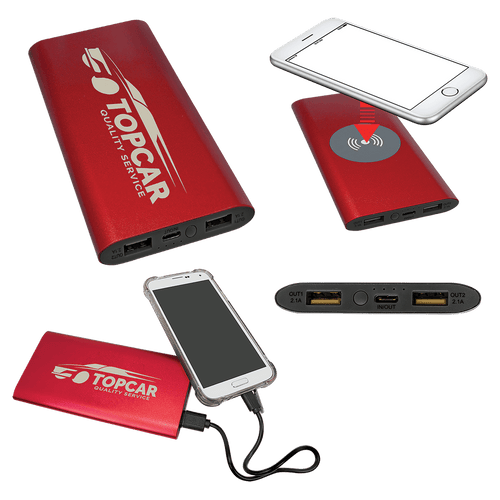 Custom Engraved 8000 mAh Power Bank with Wireless Charging