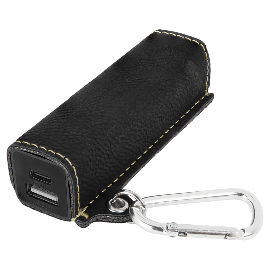 Custom Engraved Leatherette Power Bank (2200 mAh) with USB-C Cord