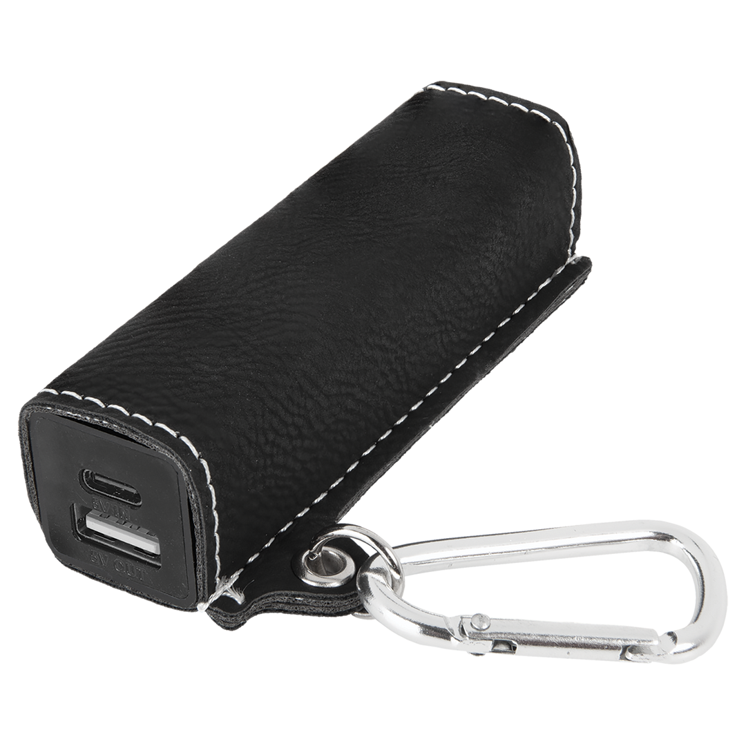 Custom Engraved Leatherette Power Bank (2200 mAh) with USB-C Cord