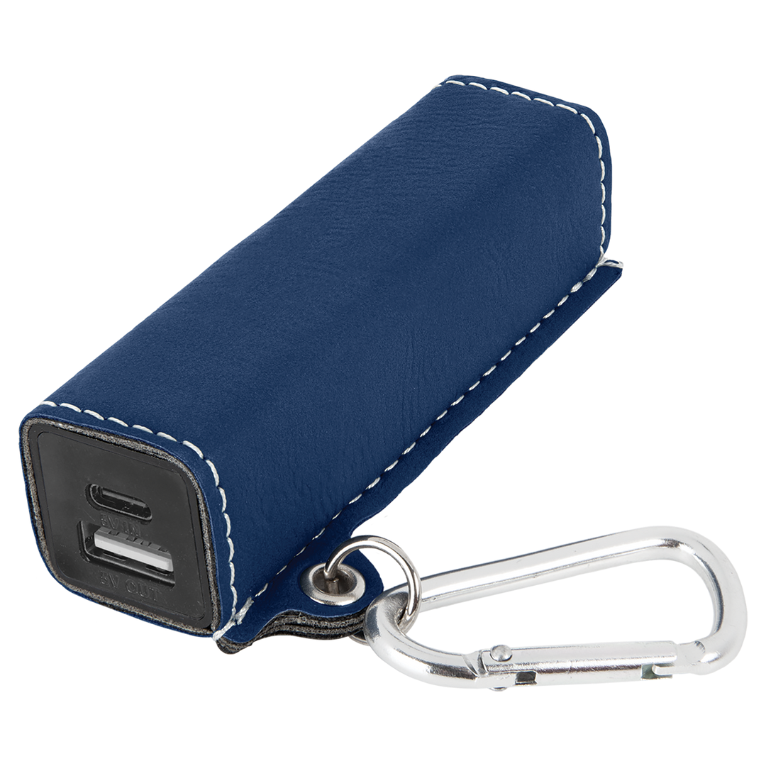 Custom Engraved Leatherette Power Bank (2200 mAh) with USB-C Cord