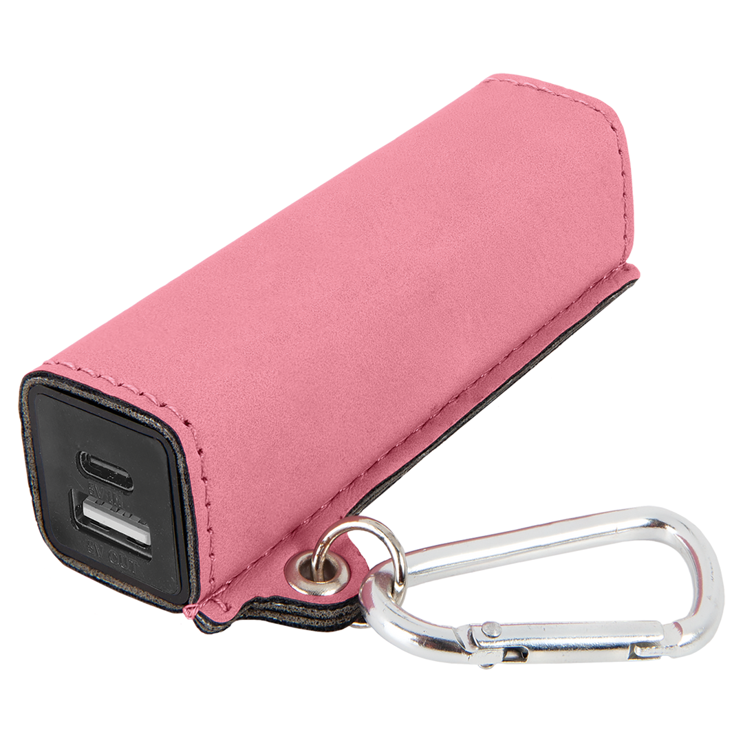 Custom Engraved Leatherette Power Bank (2200 mAh) with USB-C Cord