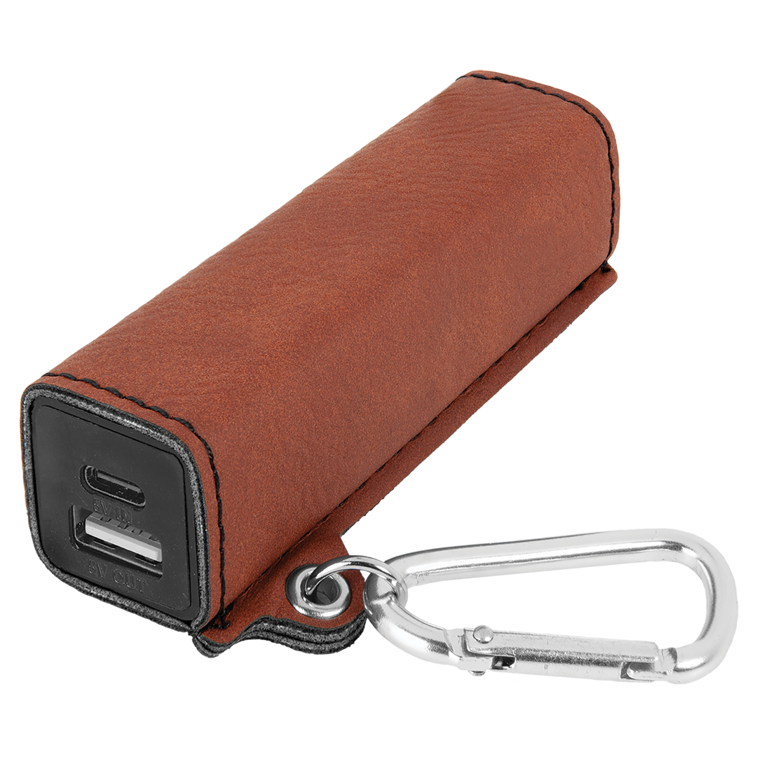 Custom Engraved Leatherette Power Bank (2200 mAh) with USB-C Cord