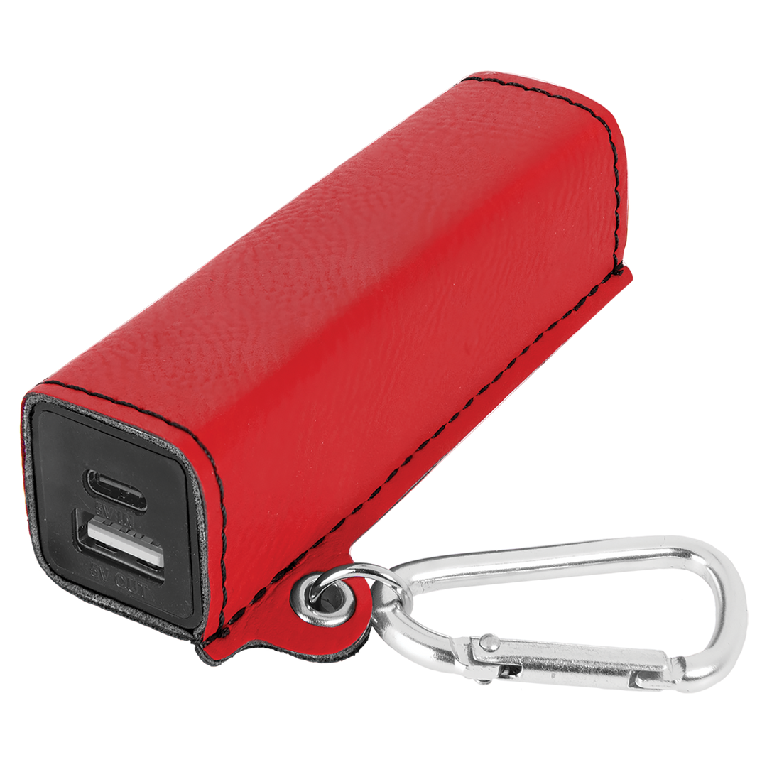 Custom Engraved Leatherette Power Bank (2200 mAh) with USB-C Cord