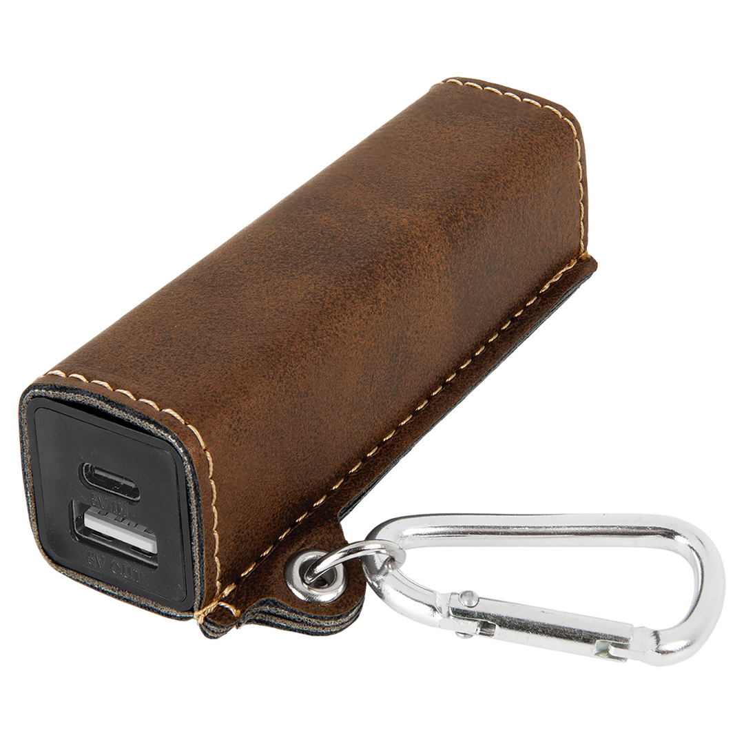 Custom Engraved Leatherette Power Bank (2200 mAh) with USB-C Cord