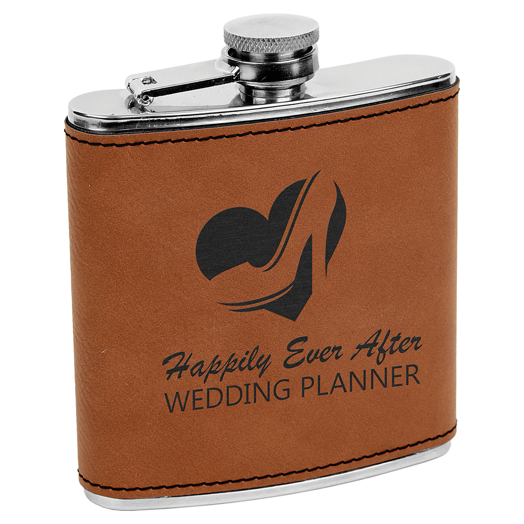 Personalized Leatherette Flask – Custom Monogram or Full Name Engraving