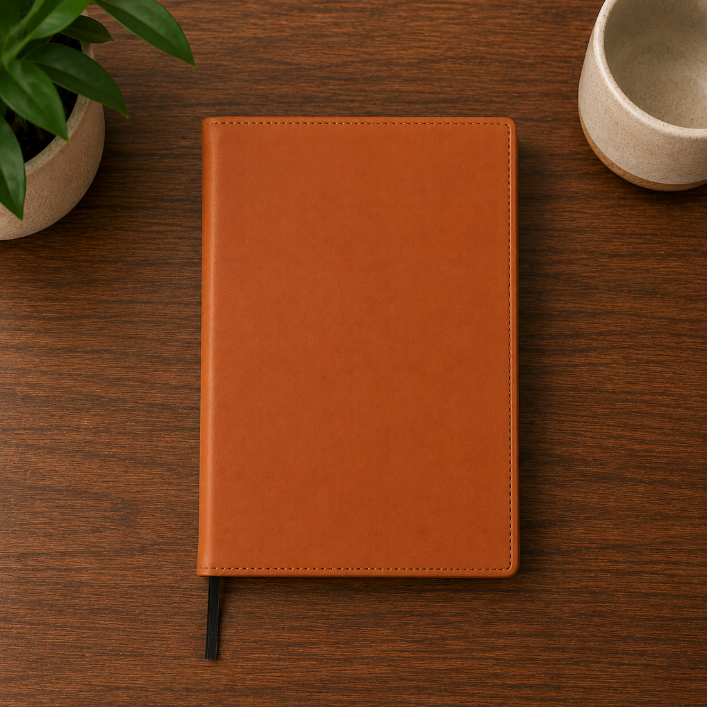 custom notebook with rawhide Laserette cover