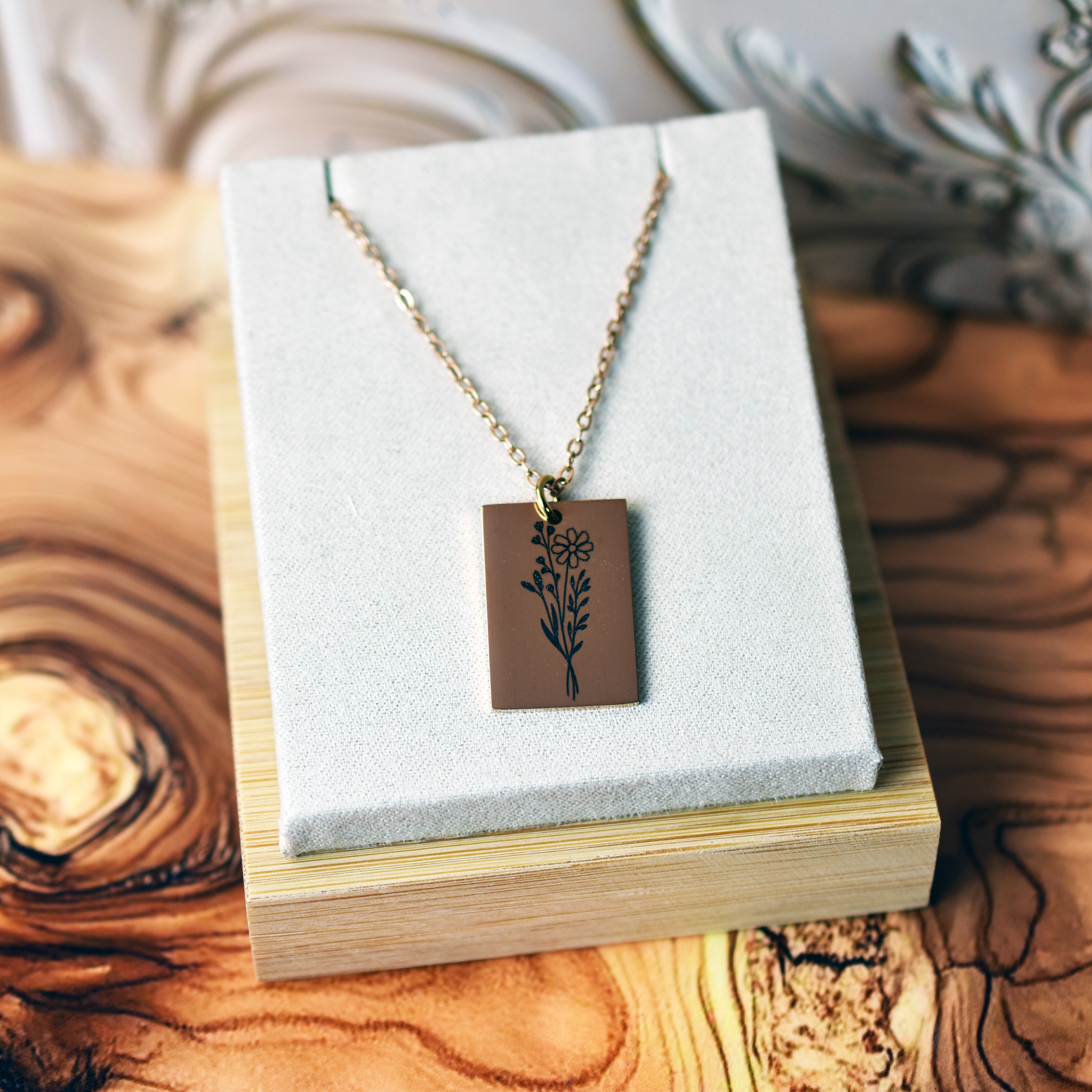 Custom Engraved Rectangle Pendant Necklace