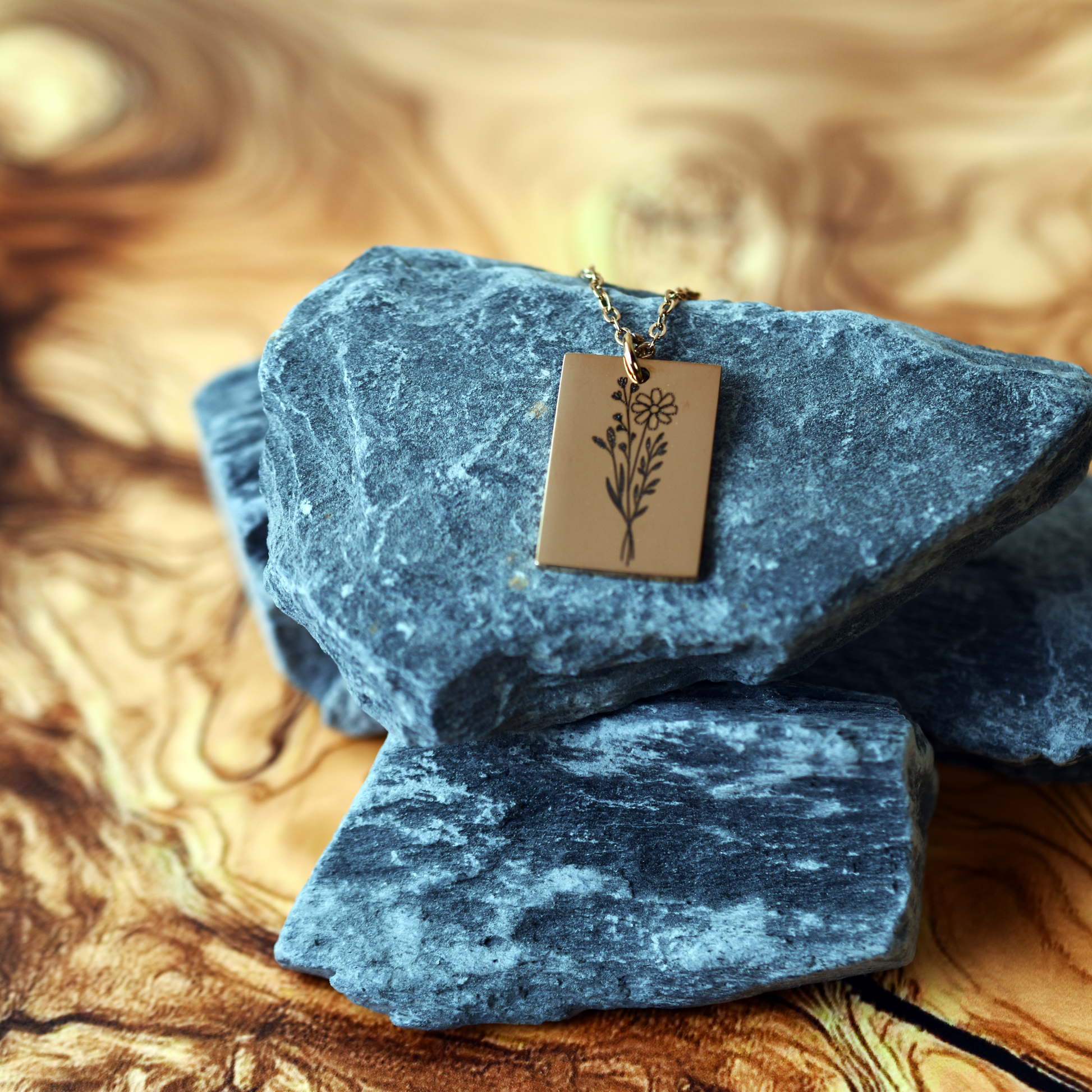 Custom Engraved Rectangle Pendant Necklace