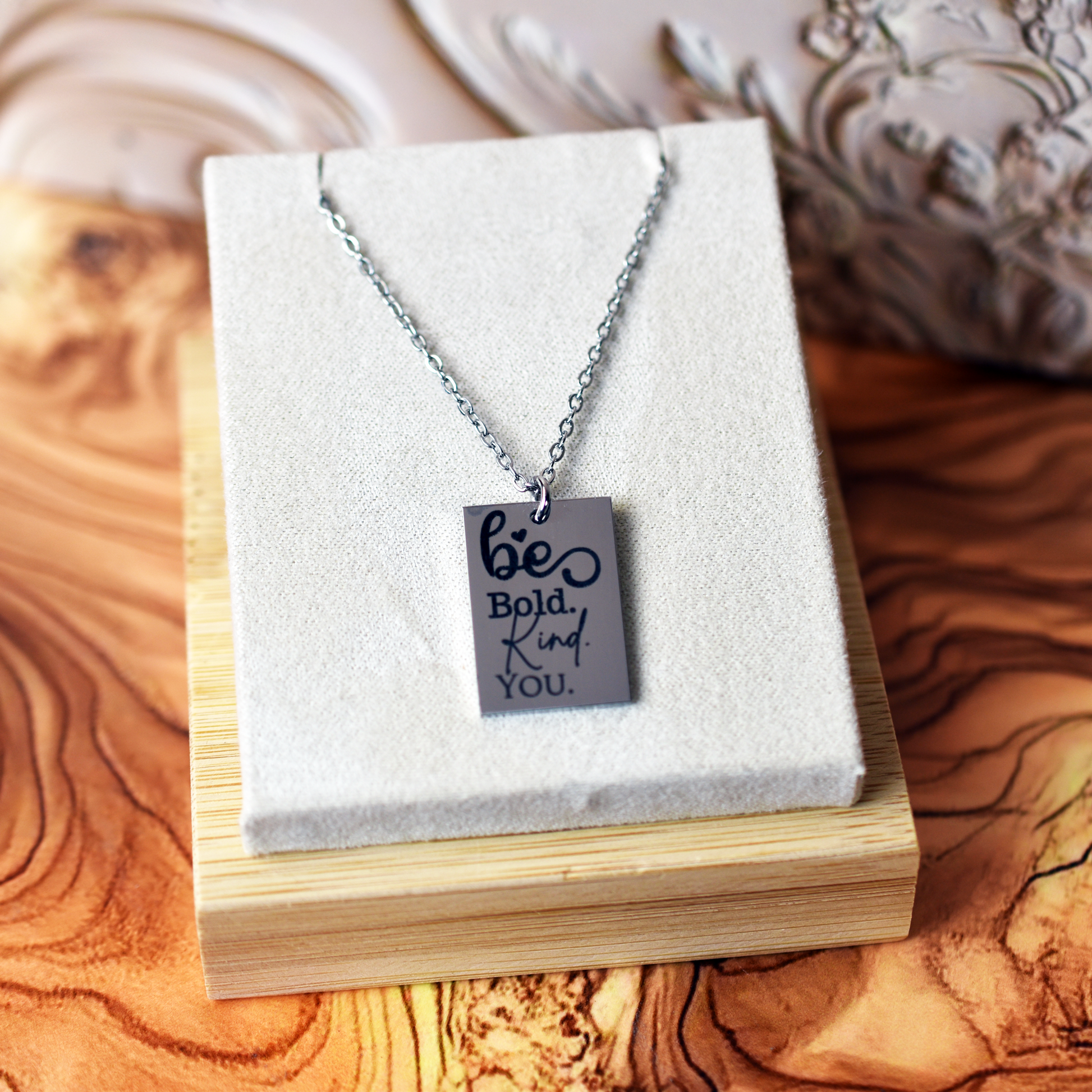 Custom Engraved Rectangle Pendant Necklace
