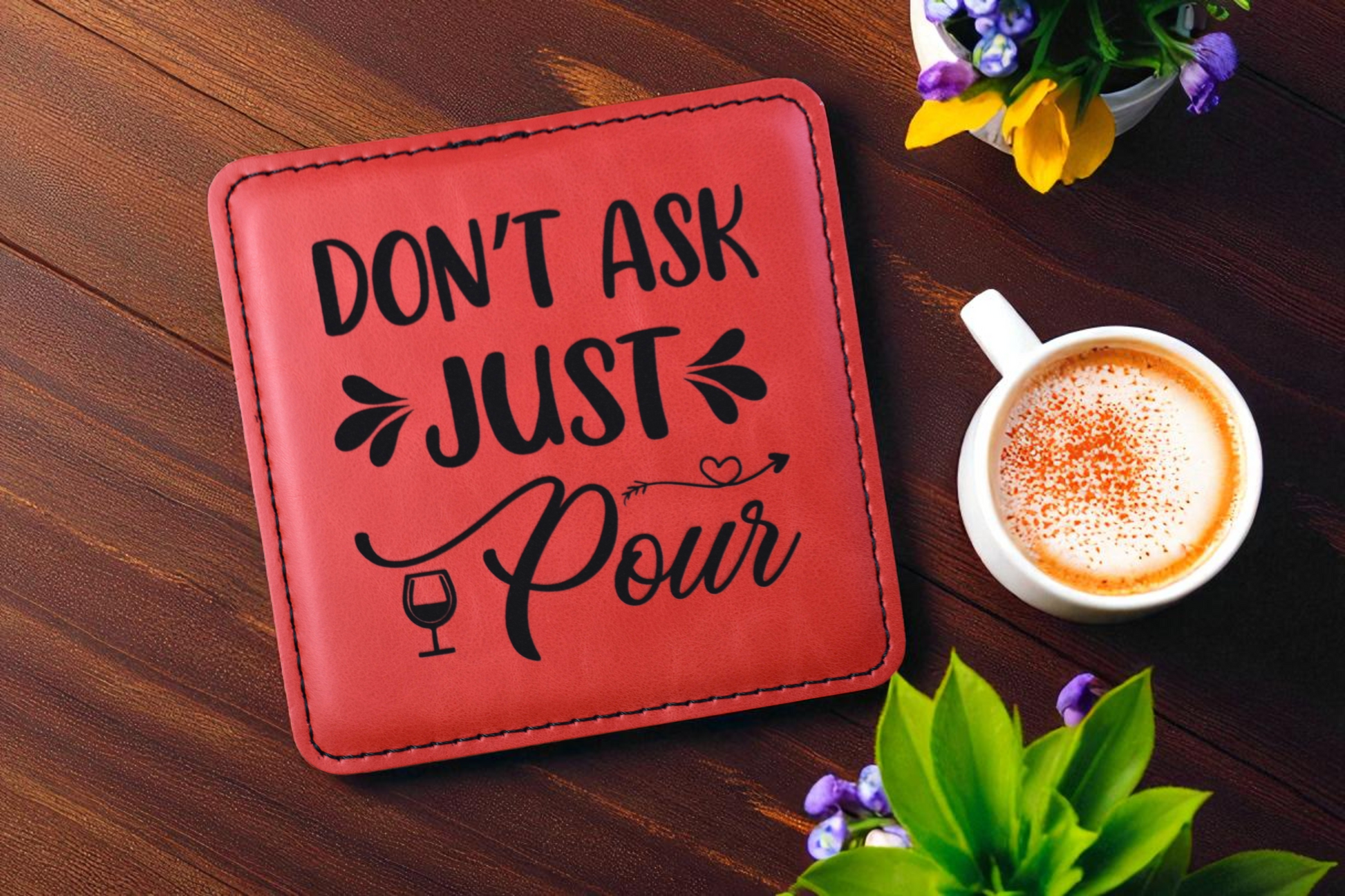 Custom Engraved Leatherette Coasters