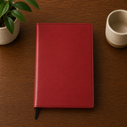 custom notebook with red Laserette cover