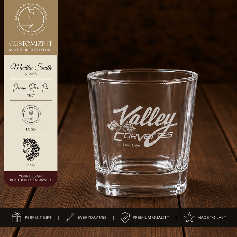 Personalized Whiskey Glass | Custom Engraved Rocks Glass