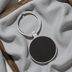 Custom Engraved Round Leatherette & Metal Keychain