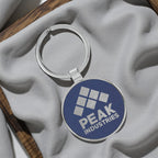 Custom Engraved Round Leatherette & Metal Keychain