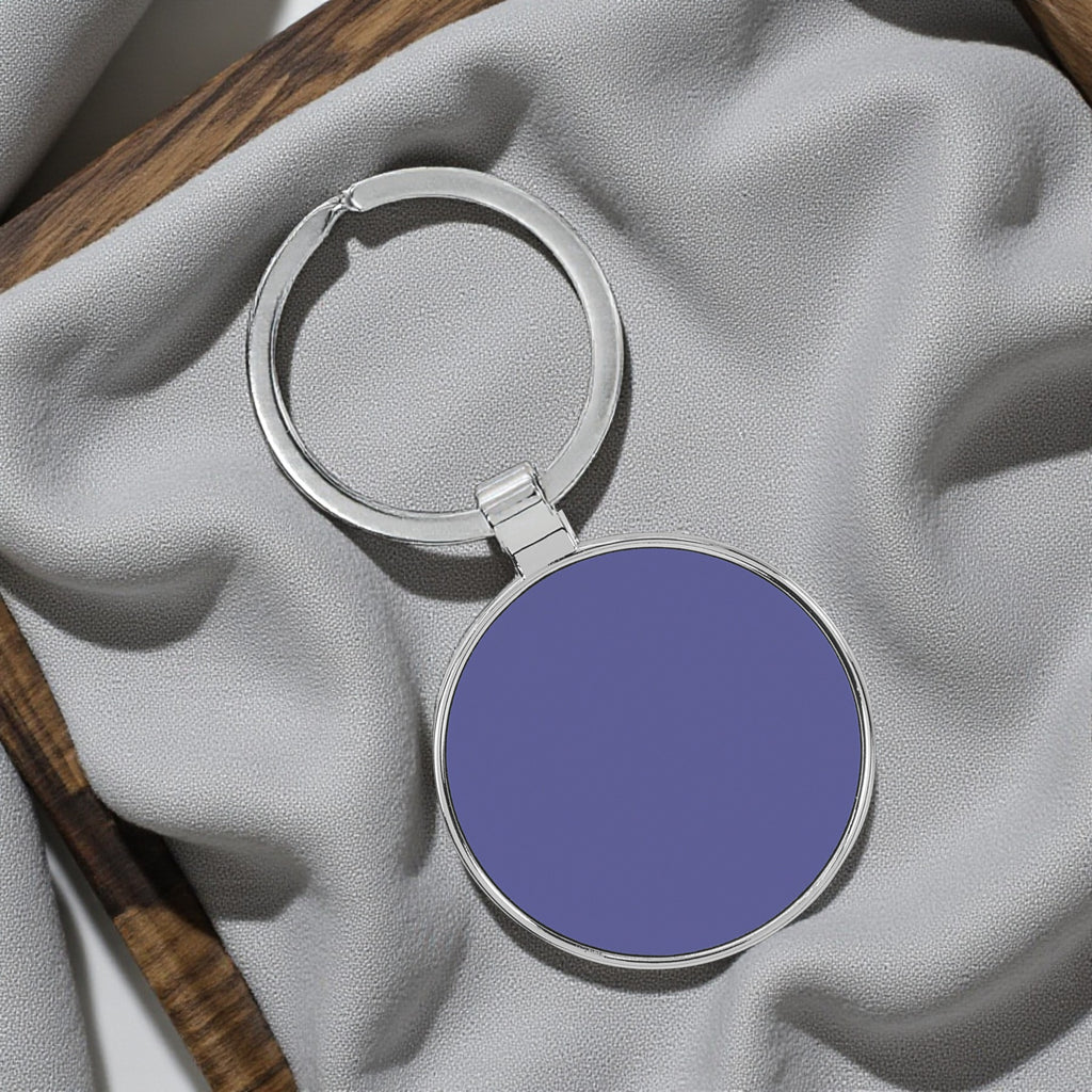 Custom Engraved Round Leatherette & Metal Keychain